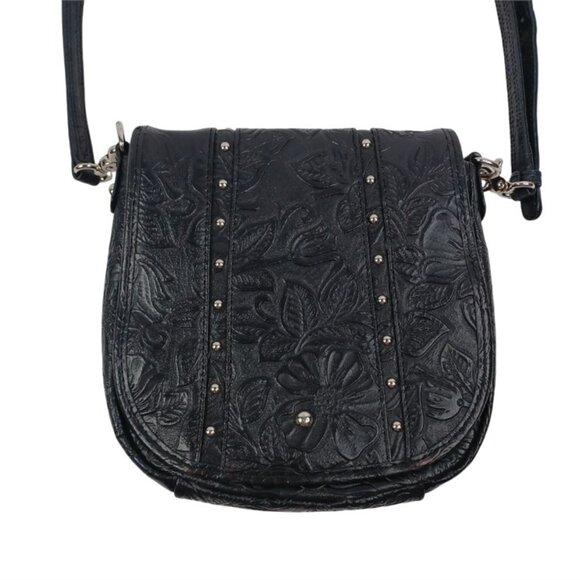 Gun Tote'n Mamas NWOT Women's Tooled Black Leather Concealed-Carry Crossbody - Picture 1 of 7